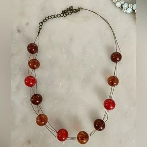 Vintage Chunky Orange Beaded Necklace